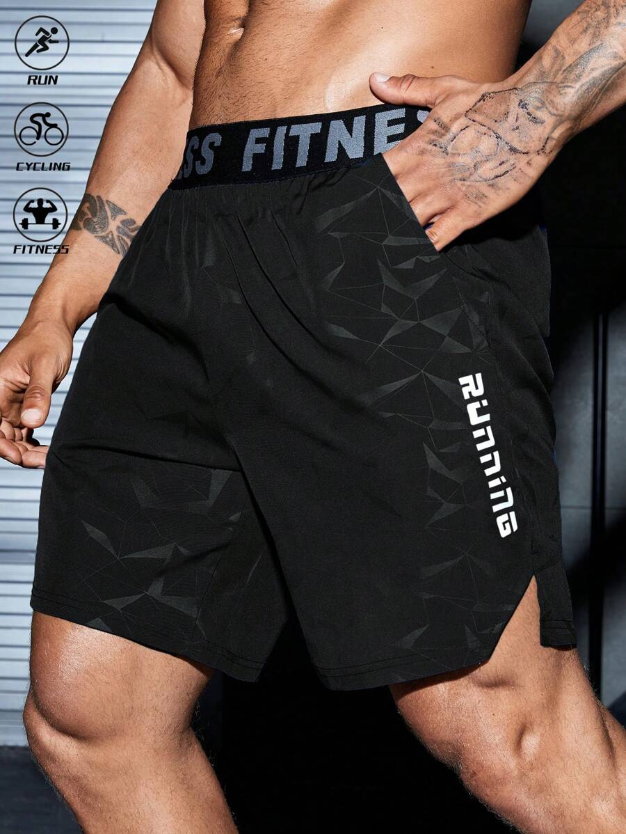 Manfinity Sport Corelite Men's Thin Breathable Sports Shorts Elastic Waist Fiteness Shorts Workout Skin-Friendly Material - Black - View 1