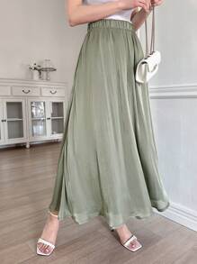 DAZY Pantalon culotte élégant et ample de couleur unie 7/8 pour femme