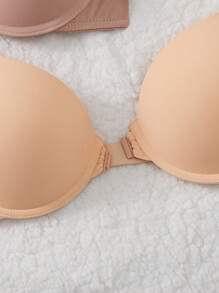 paquete de 4 sujetadores con cierre delantero minimalistas para mujer con aros, sujetadores diarios casuales que brindan elevación y soporte