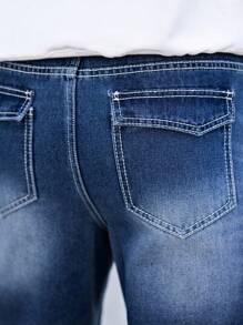 Manfinity Homme Pantalones vaqueros casuales rasgados con bolsillo simples para hombre