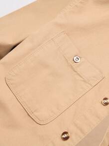 Manfinity Homme Men's Casual Single-Breasted Long Sleeve Denim Shirt For Autumn - Khaki - View 4