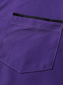 Manfinity Mode Men's Autumn Single-Breasted Casual Business Shirt, Long Sleeve, For Fall - Purple - View 6