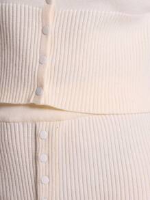 MUSERA Button Front Knit Co-Ord Pants Only Cosy Cute Casual - Cream - View 6