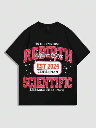 Prep Men's Racing Slogan Crew Neck Short Sleeve Letter Print Casual T-Shirt