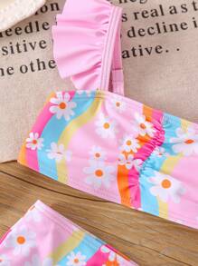 Nuevo conjunto de traje de baño para niña de primavera/verano, con un diseño lindo y dulce. Incluye un sombrero de ala ancha, un diseño de estampado floral de dibujos animados vibrantes para un look adorable y llamativo. Adecuado para diversas actividades de verano, ¡una opción ideal para salidas entre padres e hijos!