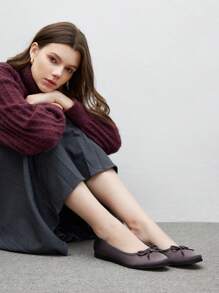 CUCCOO BIZCHIC Women Casual Versatile Minimalist Bow Decor Flat Loafers Valentine's Day - Grey - View 10