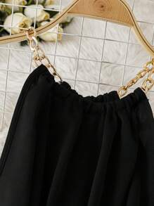 DreamSkyne Plus Size Women Scoop Neck Open Shoulder Chain Jumpsuit - Black - View 4
