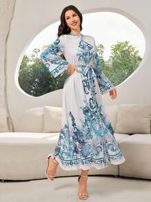 Seusyu Vestido Longo Estampado de Paisley Casual para Mulheres - Multicolorido - Visão 4