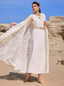 Al Najma Women's Simple Patchwork Pocket Hooded Casual Abaya - White - View 7