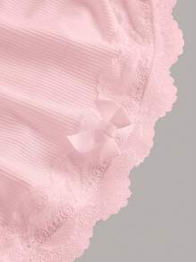 Sweetina Summer Going Out Lace Ruched Bow Front Tube Pink Top - Baby Pink - View 3