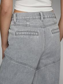 MISSGUIDED Jeans anchos y holgados de estilo motocross Y2K con costuras en panel diagonal, pantalones vaqueros de alta moda y streetwear con detalles de costuras arquitectónicas, para festivales y conciertos