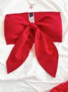 Soleia Conjunto de 2 piezas de blusa tubo y falda de unicolor casual para vacaciones