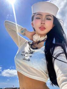 DAZY Women's Asian Line Swimsuit Smock, Sexy Beach Wear With Semi-Transparent Design For Summer Beach Vacation - White - View 4