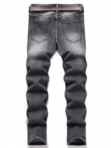 Manfinity Homme Jeans de mezclilla con botones delanteros y bolsillo, uso casual diario para hombres