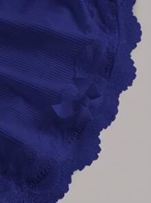 Sweetina 蕾絲飾邊褶皺抹胸上衣 - 寶藍色 - 查看 3