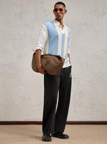 AKNOTIC Party 男士黑色字母印花针织休闲 O 型裤，适合日常穿着、春夏季、度假、聚会 - 黑色 - 查看 5