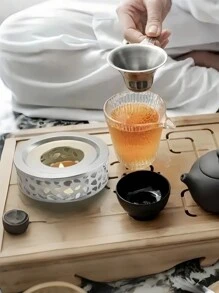 1pc Stainless Steel Teapot Warmer, Metal Teapot Heater With Tealight Holder Stainless Steel Candle Base Coffee Tea Warmer For Glass Teapot