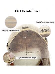 13*4 Lace Front Human Hair Wigs Brown Mixed Blonde Transparent Lace Hair Wig Long Straight Remy Hair Wig For Women  16 Inches Halloween Costumes - S18/613 - View 3