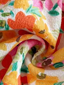 Soleia 春夏女士度假蜡笔色印花抹胸上衣，饰有荷叶边、前系蝴蝶结和腰部镂空拼接，适合情人节、度假、婚礼、夏季、狂欢节、生日等场合穿着。