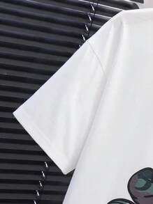 SHEIN 2 件套青少年男孩休闲百搭熊迷彩印花图案圆领宽松 T 恤和迷彩短裤套装，适合学校、花园、海滩、生日、春季、夏季、秋季、冬季 - 彩色 - 查看 7