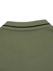 Manfinity Homme 男士纯色拼接前扣短袖衬衫，休闲日常穿着