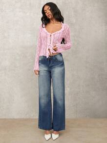 SHEIN BAE 女士 Sweet Date 透明蕾丝系带衬衫