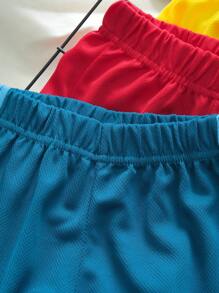 SHEIN 年轻男孩 4 件装休闲运动短裤，网眼拼接设计，适合休闲、上学、旅行、健身、春夏季，灰色 + 藏青色 + 浅蓝色 + 黑色 - 彩色 - 查看 6