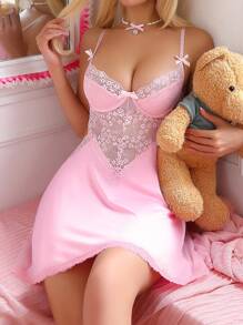 PetitDoll 浪漫公主风性感蕾丝拼接睡裙