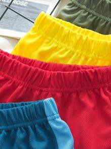 SHEIN 年轻男孩 4 件装休闲运动短裤，网眼拼接设计，适合休闲、上学、旅行、健身、春夏季，灰色 + 藏青色 + 浅蓝色 + 黑色 - 彩色 - 查看 4