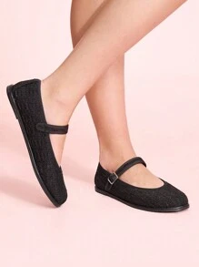 CUCCOO DOLLMOD 女士时尚圆头平底芭蕾舞鞋，工作时穿着舒适 - 黑色 - 查看 5