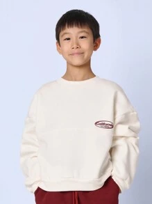 SUMWON Tween Boys Comfy Crewneck Sweatshirt And Contrast Colour Slim Fit Cuff Jogger 2 Piece Set