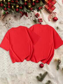 Manfinity Homme 2025 New Year Of The Snake Couple Round Neck Short Sleeve Letter Printed Simple Casual Top, Suitable For Daily Wear During The Lunar New Year Men Chinese New Year