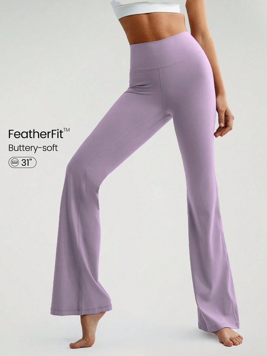 GLOWMODE 31" FeatherFit™ High-Rise Flared Leggings Pants Low Impact Yoga Daily - Elderberry - View 1