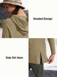 In My Nature Women's Solid Color Raglan Sleeve Thermal Lined Drawstring Hoodie For Outdoor