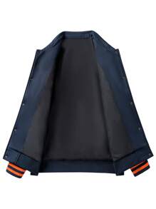 Manfinity LEGND Chaqueta casual de manga larga con botones delanteros, bloques de color y parches, talla grande para hombres