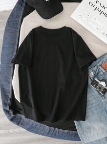 TOM & JERRY X SHEIN Tween Boy Casual Cartoon Graphic Short Sleeve T-Shirt, Suitable For Summer