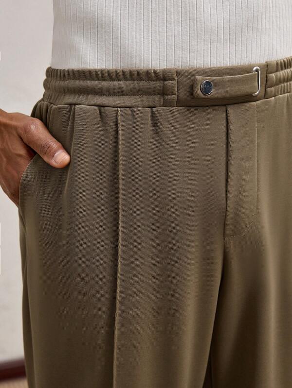 AKNOTIC Party Pantalones casuales de corte ajustado y cintura media, de tejido brillante marrón con decoración metálica con letra, apropiados para uso diario, primavera/verano y fiestas