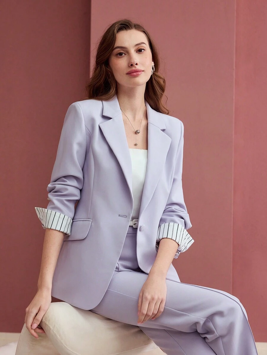 MOTF PREMIUM 结构化单纽扣西装外套 - 紫色 - 查看 1