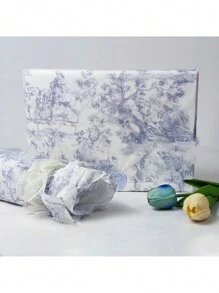 SHEIN 50 Sheets 20 * 14 Inch Eucalyptus Tissue Paper Vintage Courtly Swimming Spring Scene Gift Wrap Paper Spring Fling Wrapping Paper For Gift Bags, Weddings, Birthday Gifts And Crafts