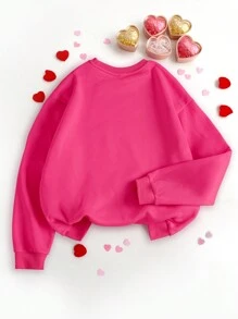 INAWLY Sudadera casual con cuello redondo para mujer con gráfico de cabeza de toro y corazón para el Día de San Valentín
