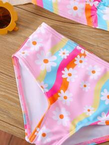 Nuevo conjunto de traje de baño para niña de primavera/verano, con un diseño lindo y dulce. Incluye un sombrero de ala ancha, un diseño de estampado floral de dibujos animados vibrantes para un look adorable y llamativo. Adecuado para diversas actividades de verano, ¡una opción ideal para salidas entre padres e hijos!