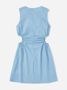 SHEIN EZwear Cut Out Waist Ruched Side Dress,Pastel Dresses For Women - Baby Blue - View 2