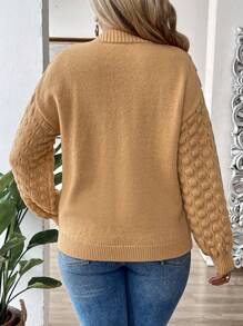 Calvaya Plus Size Women Elegant Romantic V-Neck Long Sleeve Pocket Bowknot Cardigan, Casual & Slimming, Autumn/Winter - Mustard Yellow - View 2