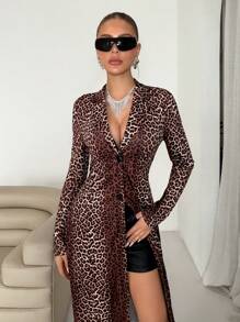 EgrlEra Y2K 女士豹纹长款 T 恤，也可作为连衣裙穿着