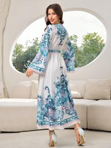 Seusyu Vestido Longo Estampado de Paisley Casual para Mulheres - Multicolorido - Visão 5
