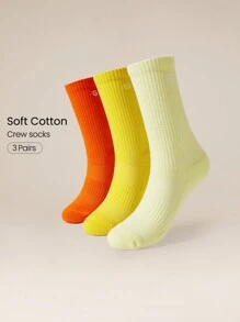 GLOWMODE 3 Pairs Socks Soft Ventilated Mesh With Embroidered Logo Workout Daily Casual - Multicolor - View 1