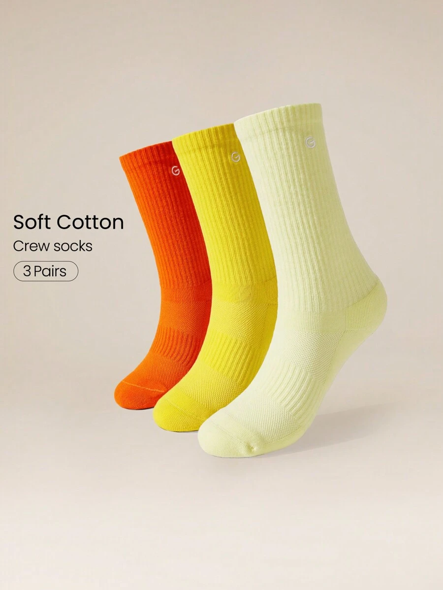 GLOWMODE 3 Pairs Socks Soft Ventilated Mesh With Embroidered Logo Workout Daily Casual - Multicolor - View 1