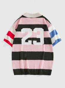 ROMWE MEN Prep Áo thun nam tay ngắn cài nút phía trước với họa tiết chữ tối giản - Nhiều màu - Xem 2