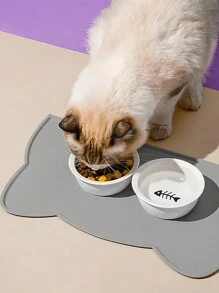 SHEIN 1 pièce Tapis d'alimentation pour animaux de compagnie en silicone de haute qualité - conception anti-dérapante et étanche pour une alimentation sans gâchis, facile à nettoyer, idéal pour les chats et les chiens, taille parfaite pour tous les bols, gardez votre sol propre et sec