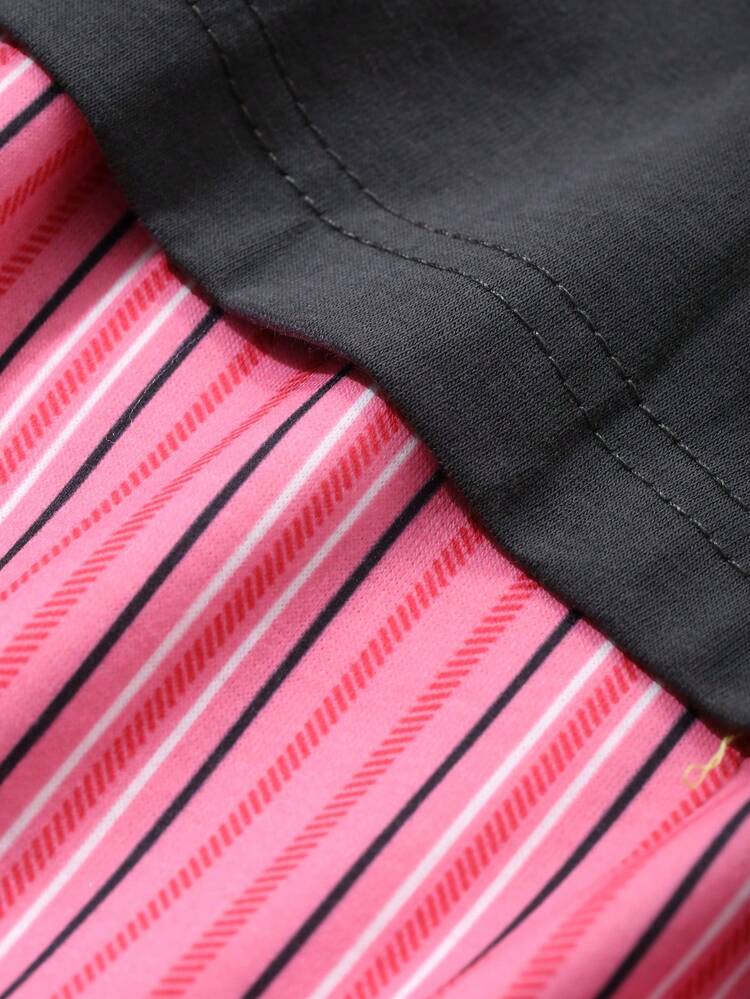 Women 2pcs Striped Printed Short Sleeve Pajama Set,Back To School Clothes